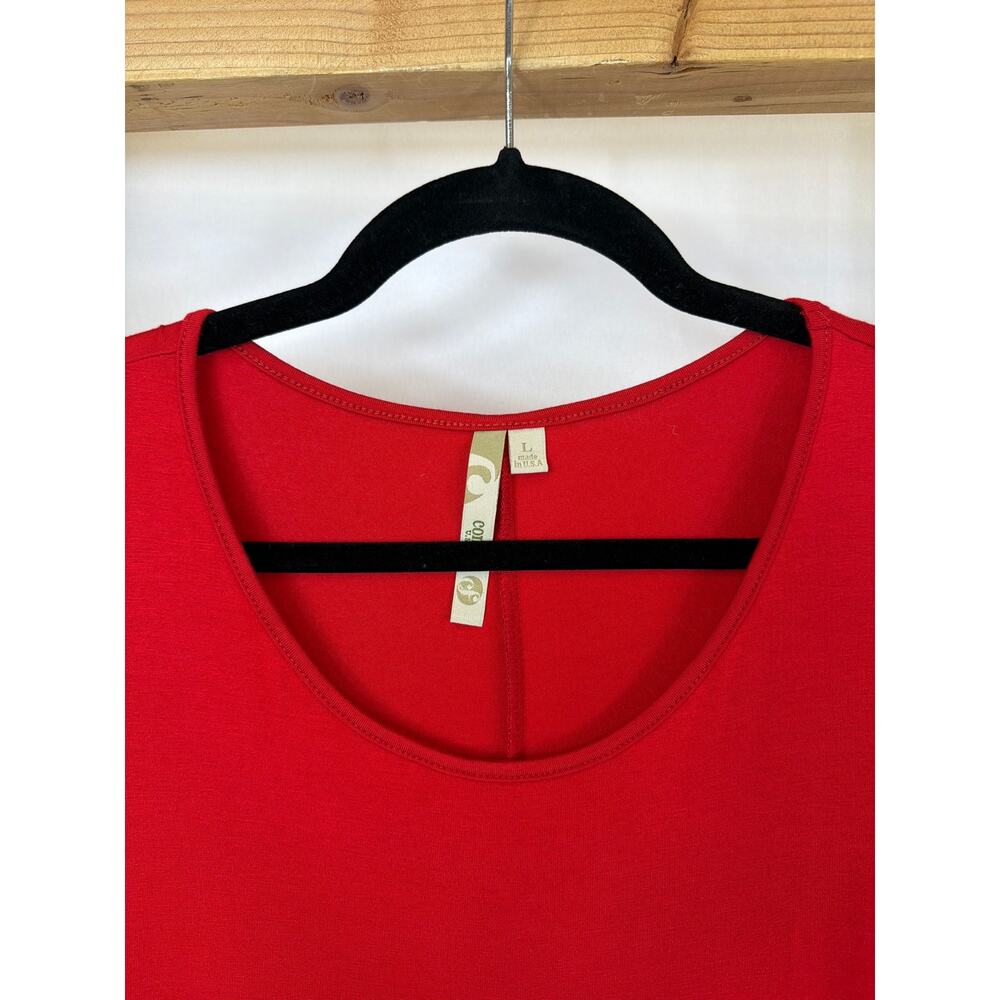 Comfy USA Red Sleeveless Scoop Neck Maxi Dress or Long Tank Large - Picture 2 of 7